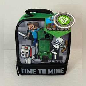 Minecraft Time to Mine Dual Compartment Insulated Lunch Box Tote